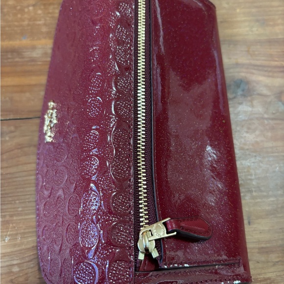 Coach Red Leather Wallet with Embossed Pattern - Picture 7 of 7